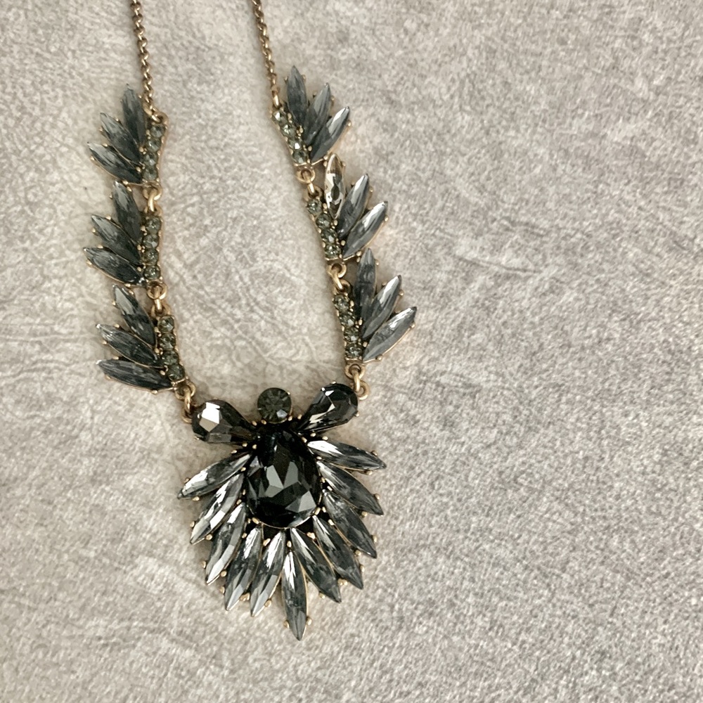 J. Crew blue/grey tone crystal statement necklace. Longer length. - Picture 3 of 6